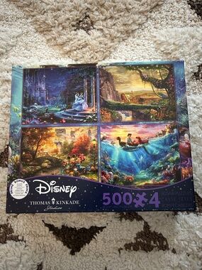 Disney Thomas Kinkade 4-in-1 500 Piece Puzzle Set - Colorful Fantasy Scenes